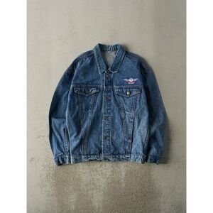 Rebalance Air Cadet Airlinks Denim Trucker Jacket Blue Airways Patch Mens XL